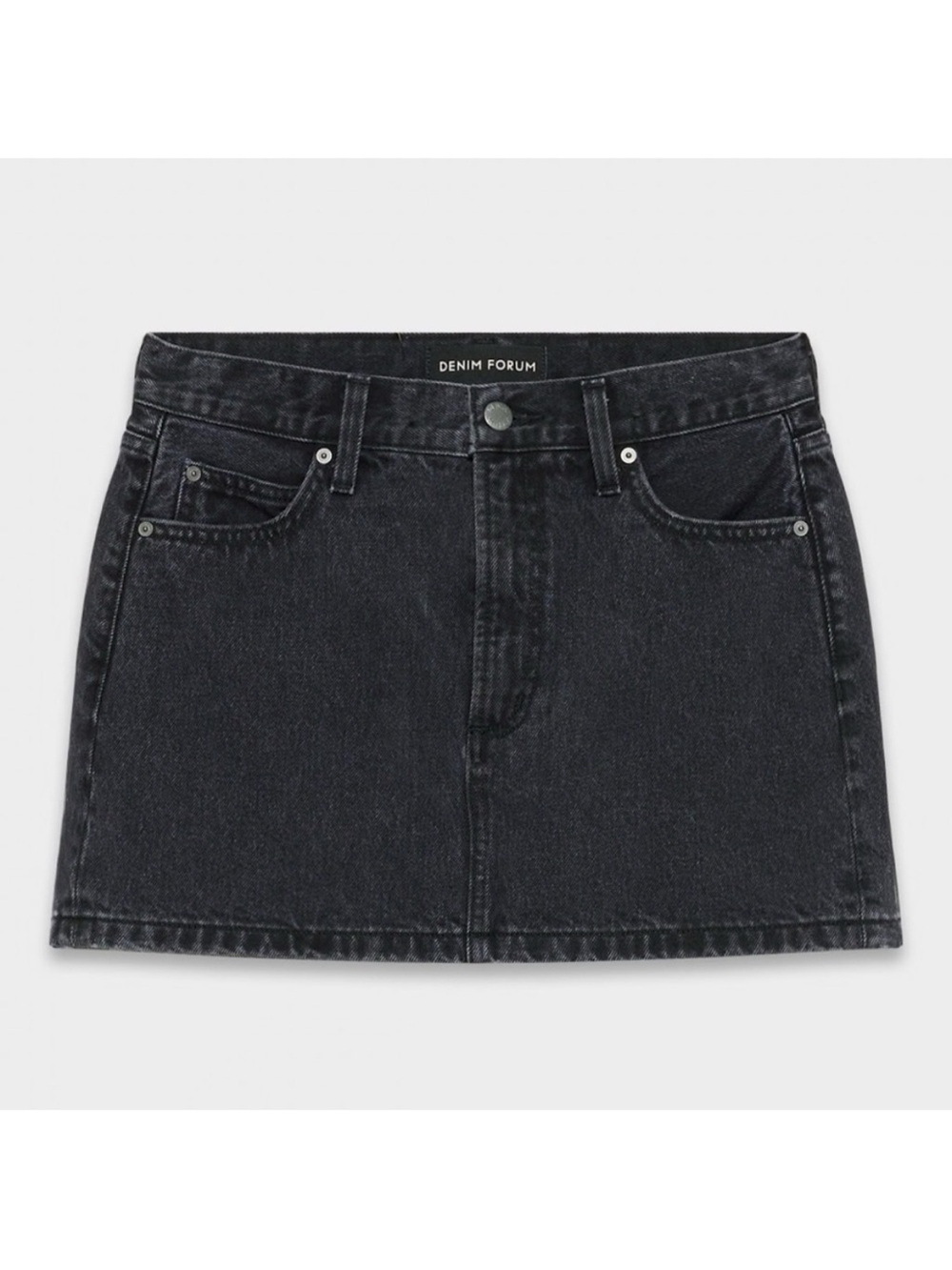 Denim Forum Black Washed Denim Mini Skirt